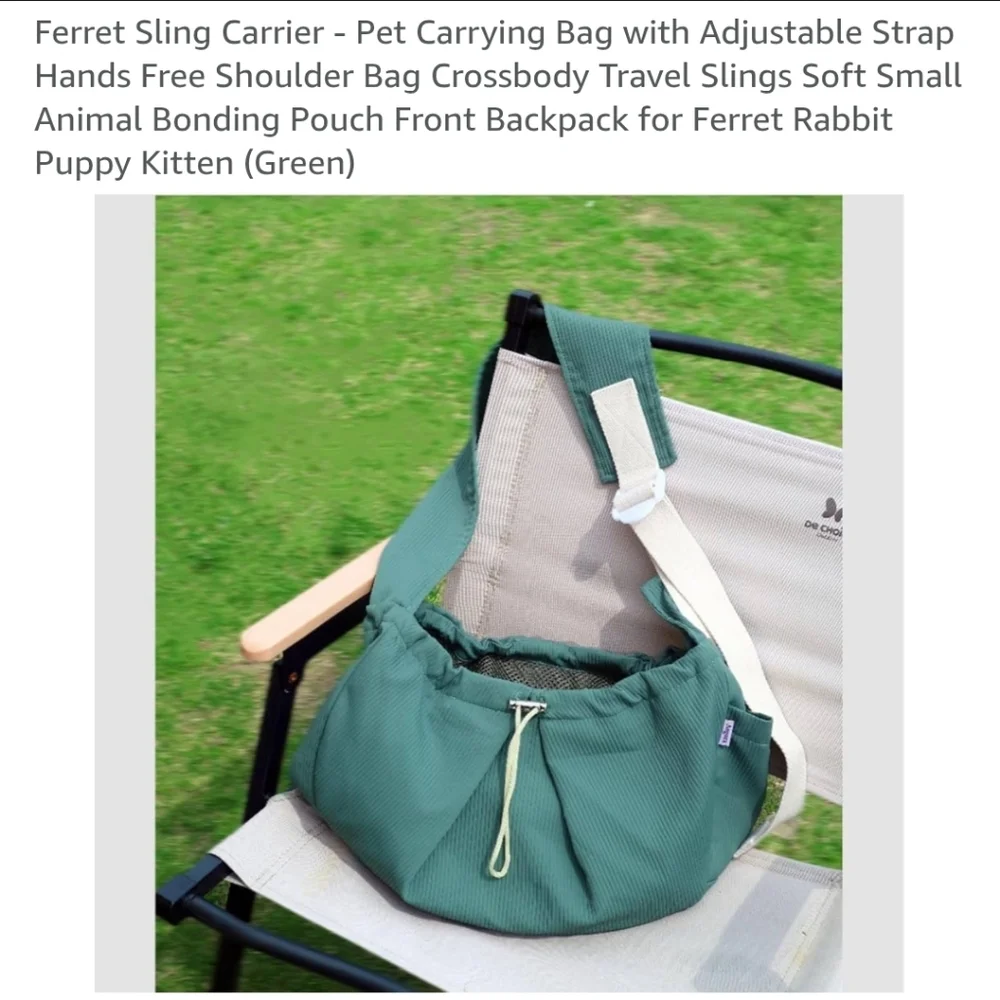 Green Pet Sling Carrier for Small Animals New Never Worn